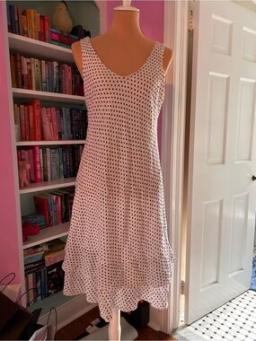 Cherish White Slip Dress with Black Polka Dots